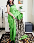 Khes soft cotton bengal handloom fusion saree