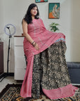 Khes soft cotton bengal handloom fusion saree