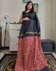 Khes soft cotton bengal handloom fusion saree