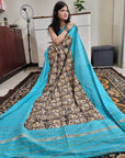 Khes soft cotton bengal handloom fusion saree