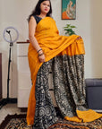 Khes soft cotton bengal handloom fusion saree