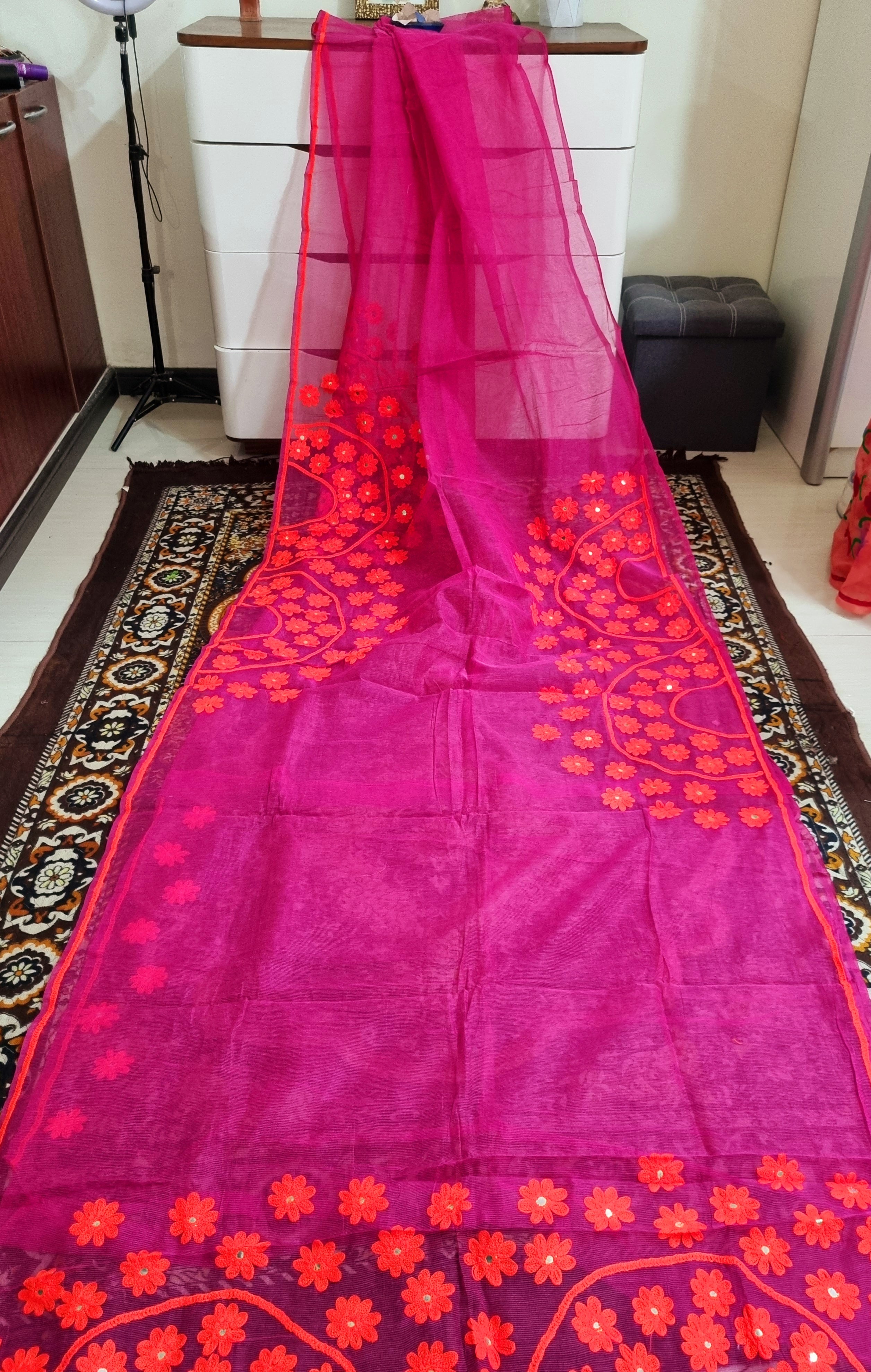 Premium quality supernet aari work saree