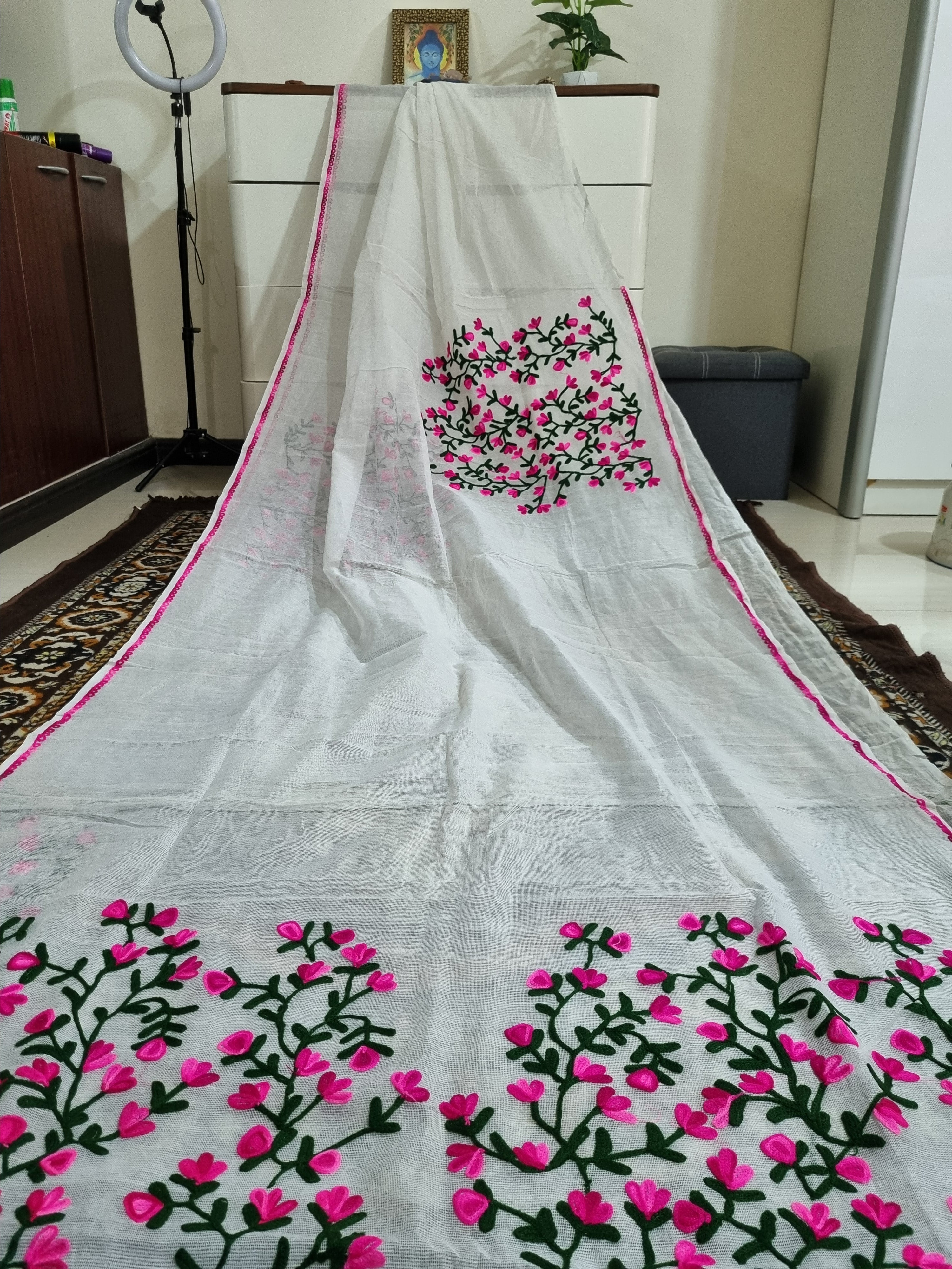 Premium quality supernet aari work saree