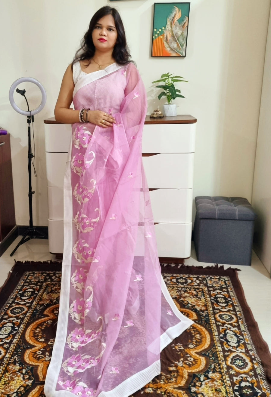 Premium supernet embroidery work saree