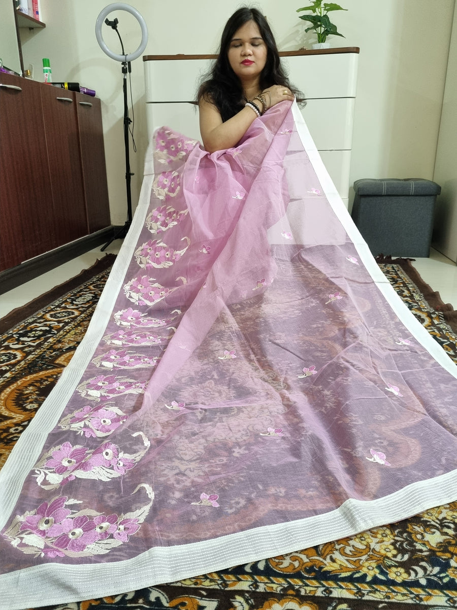 Premium supernet embroidery work saree