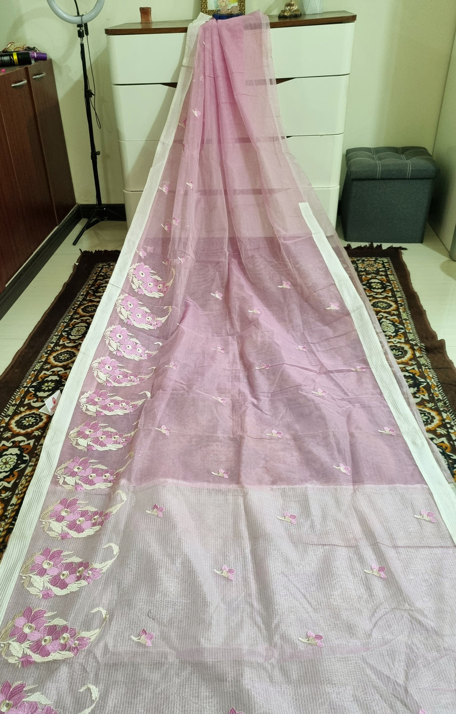 Premium supernet embroidery work saree