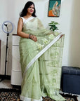 Premium supernet embroidery work saree