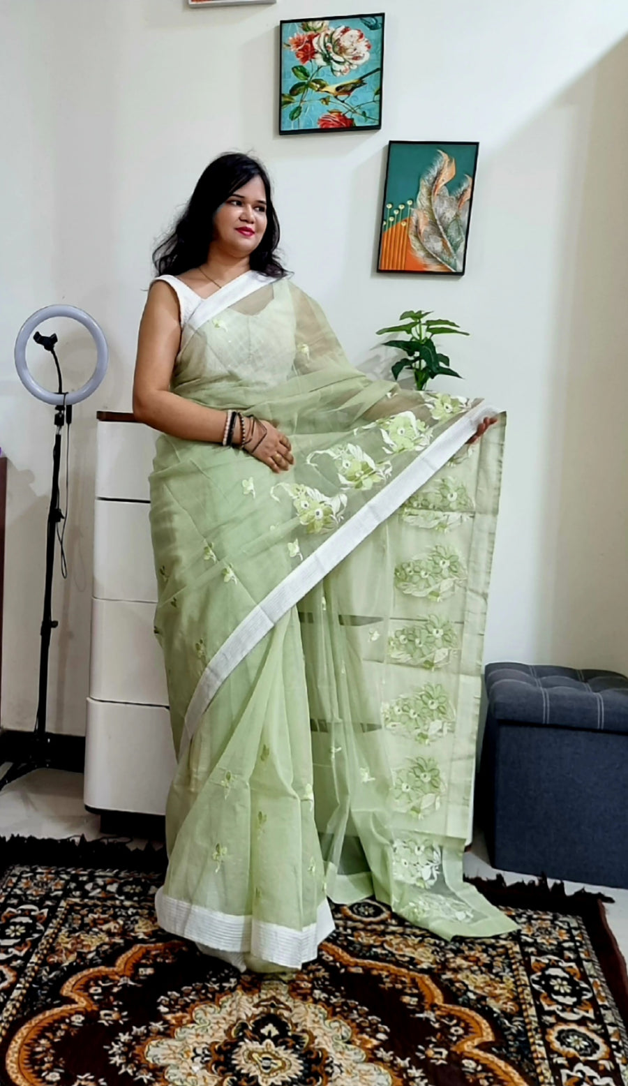 Premium supernet embroidery work saree