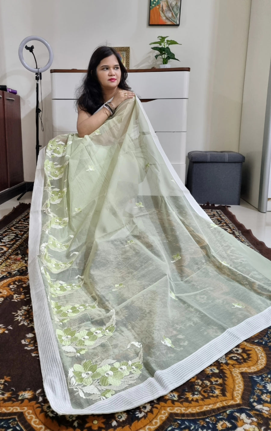 Premium supernet embroidery work saree