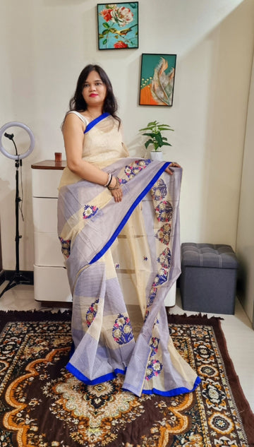 Premium supernet embroidery work saree