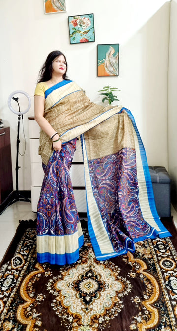 Kashmiri Print khadi silk saree