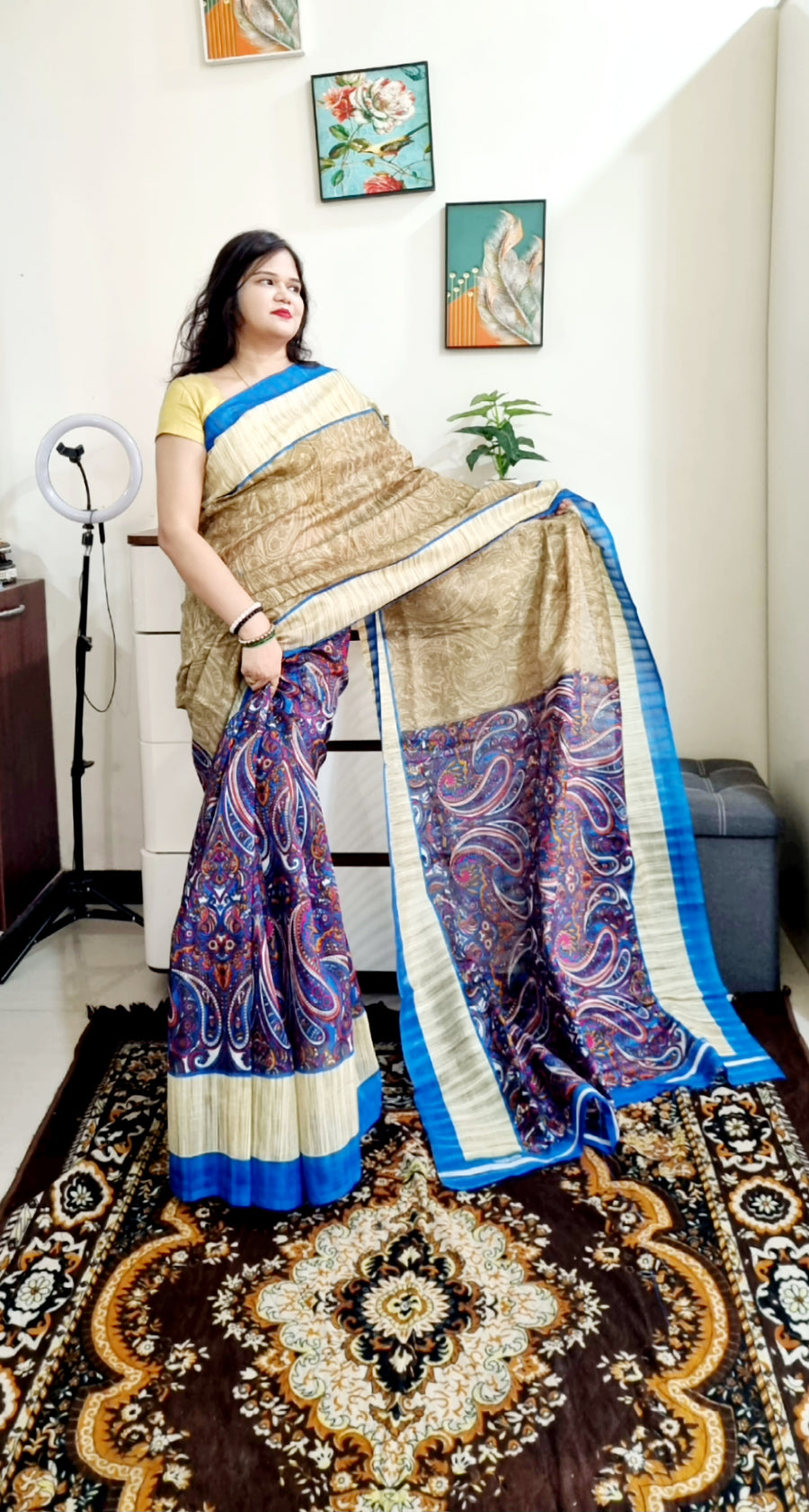 Kashmiri Print khadi silk saree