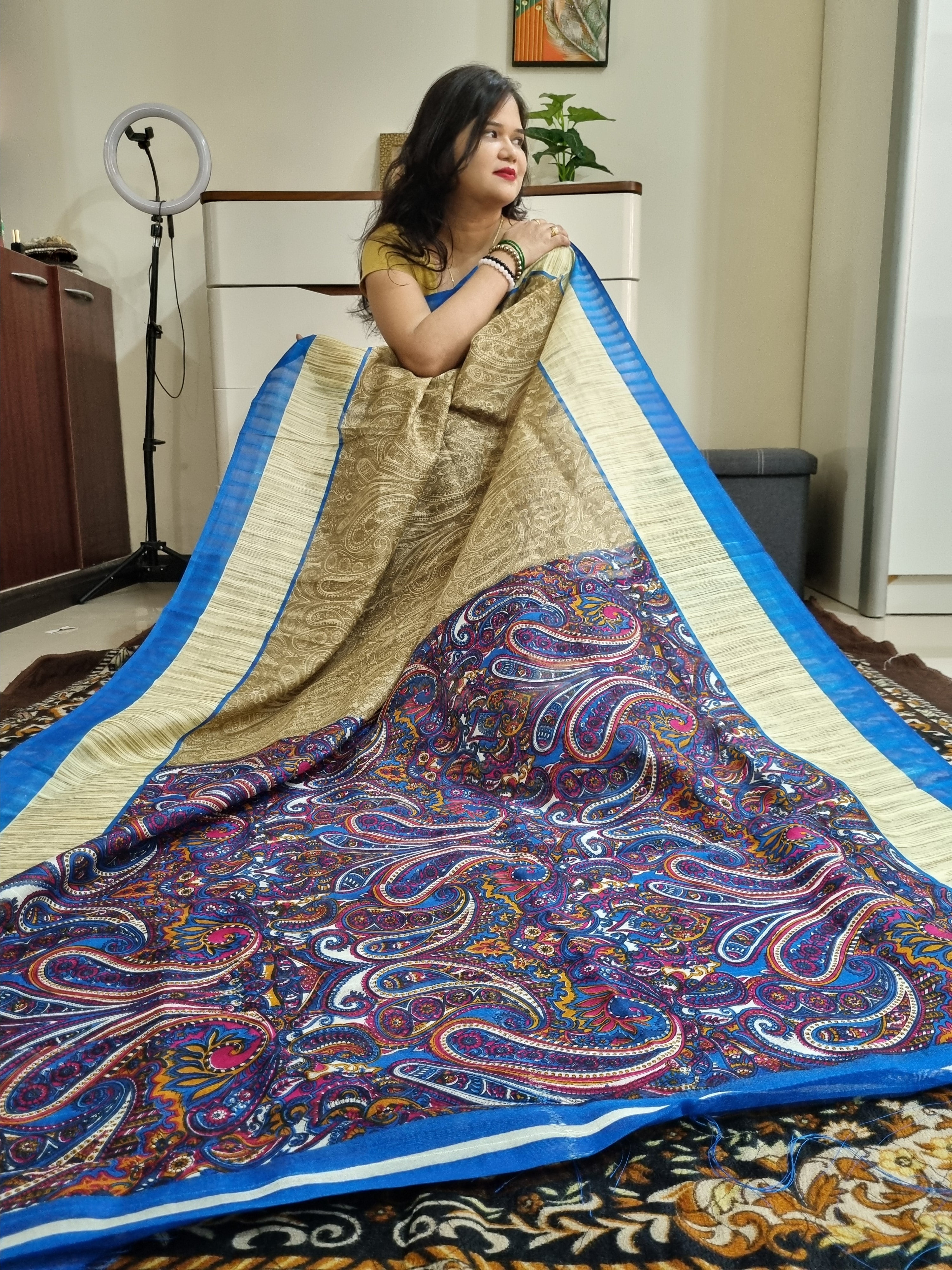Kashmiri Print khadi silk saree