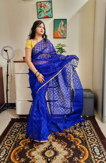 Blue banarasi supernet Saree