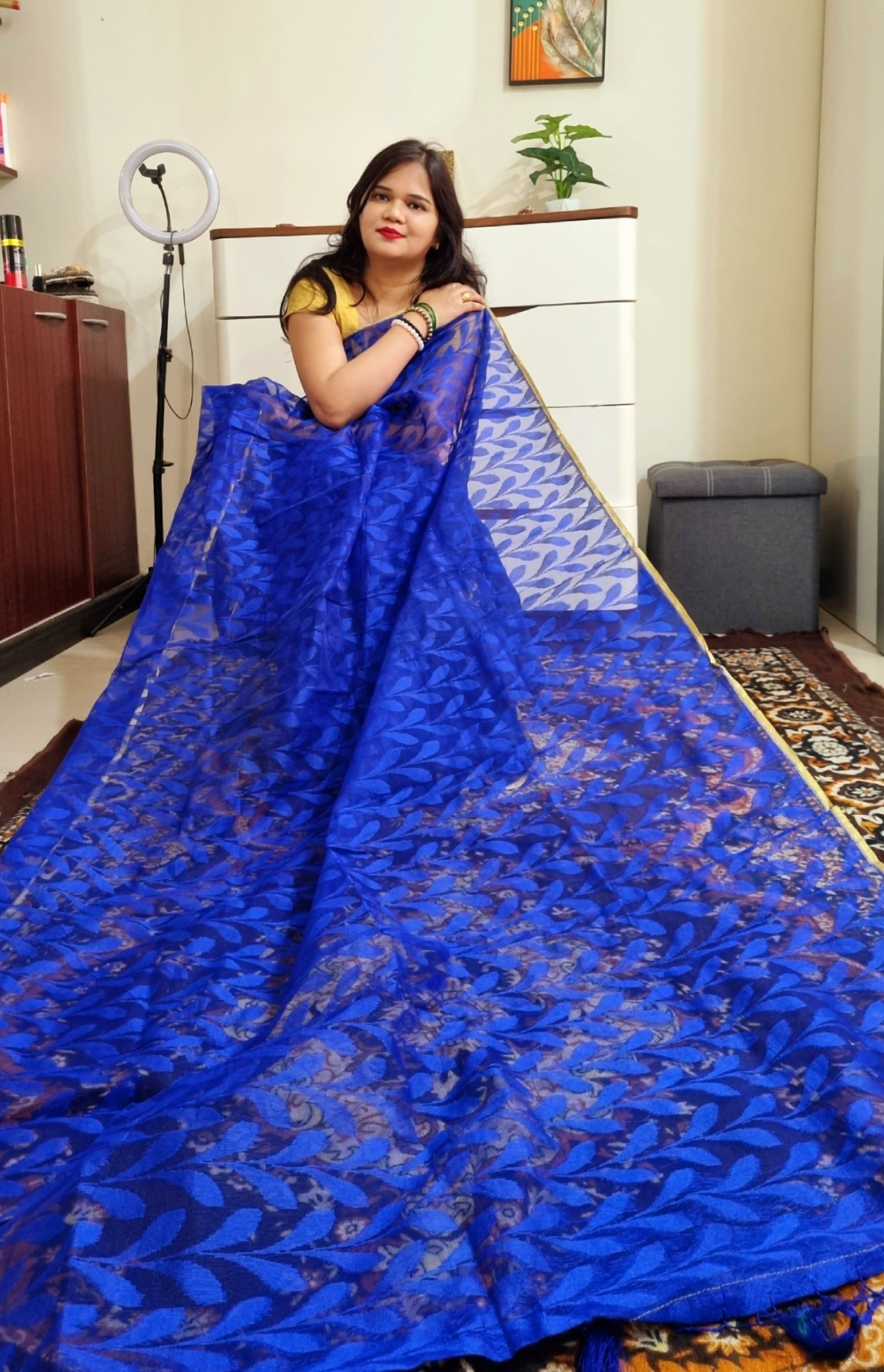Blue banarasi supernet Saree