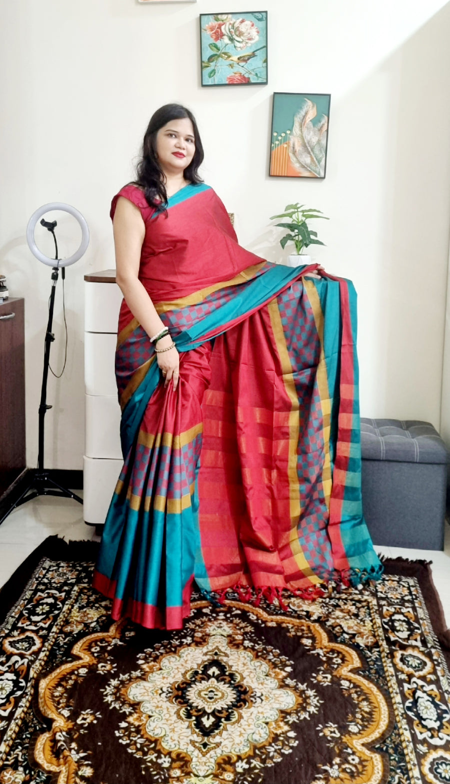 Silk cotton daily wear saree