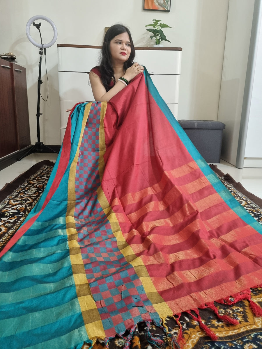 Silk cotton daily wear saree