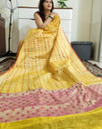 Kota silk weaving yellow saree with geometri pattern