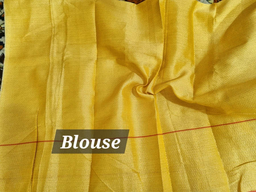 Kota silk weaving yellow saree with geometri pattern