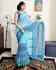 Premium georgette sky blue saree