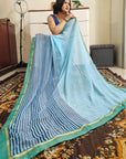 Premium georgette sky blue saree