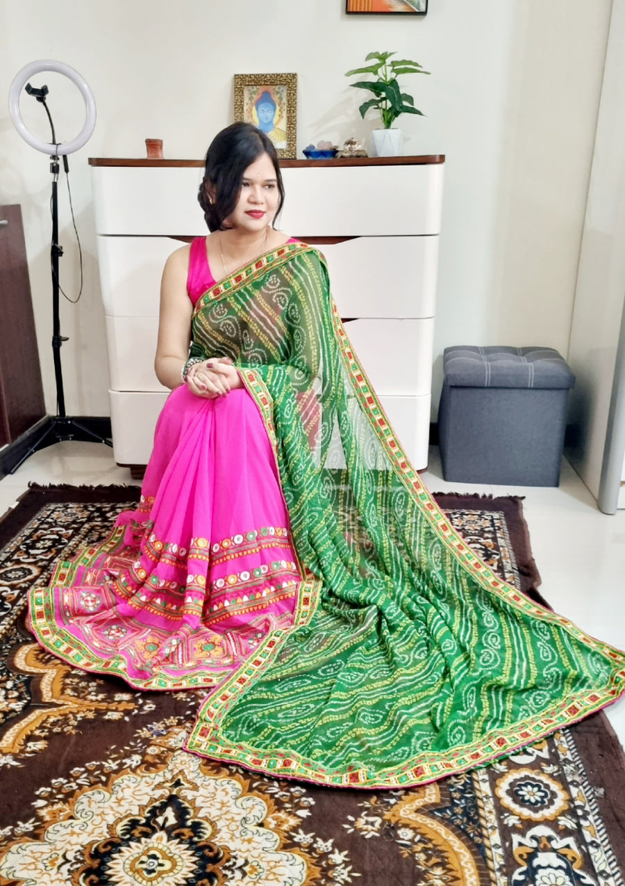 Gujrati kutch work Gamthi Saree