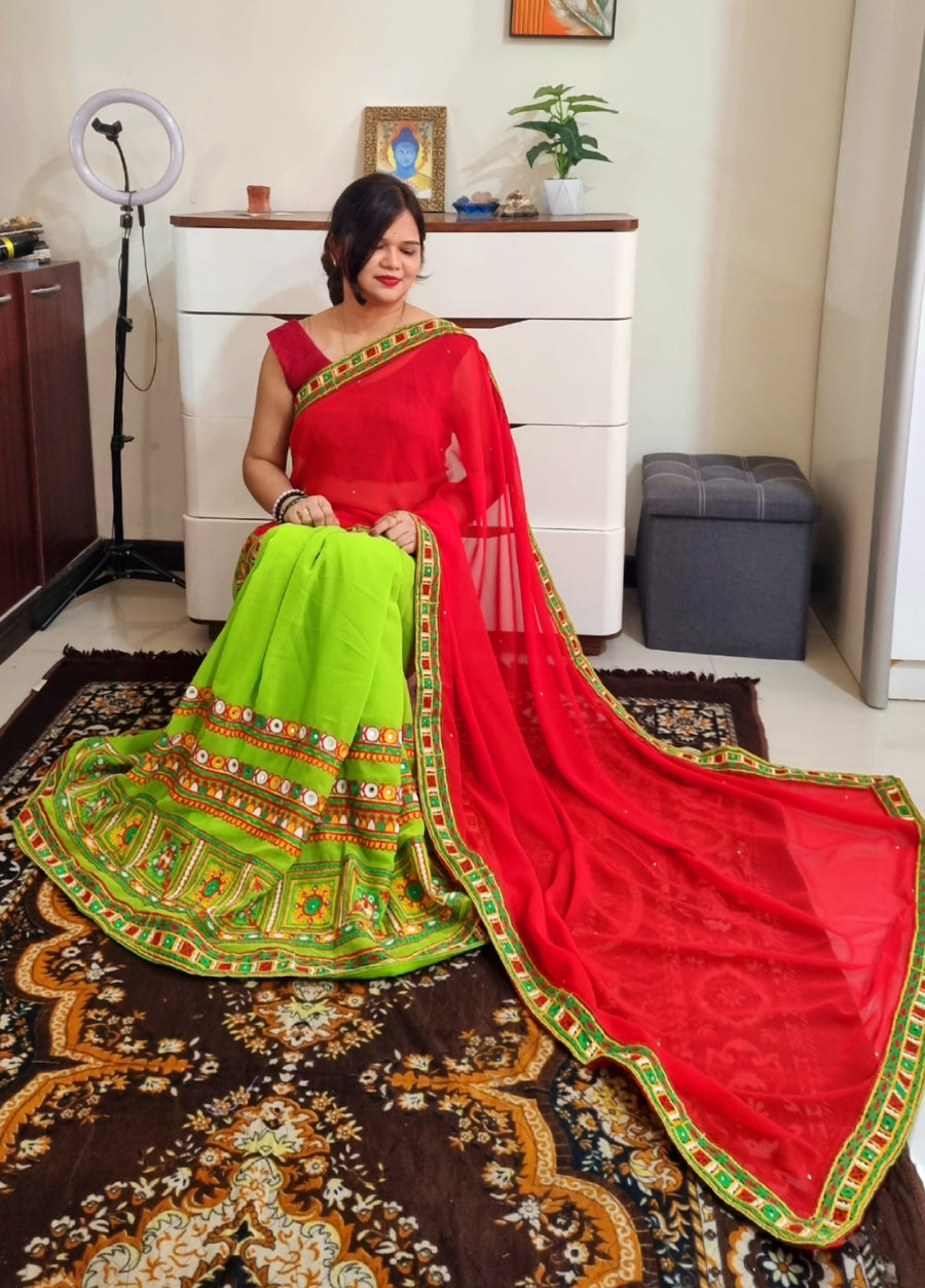 Gujrati kutch work Gamthi Saree