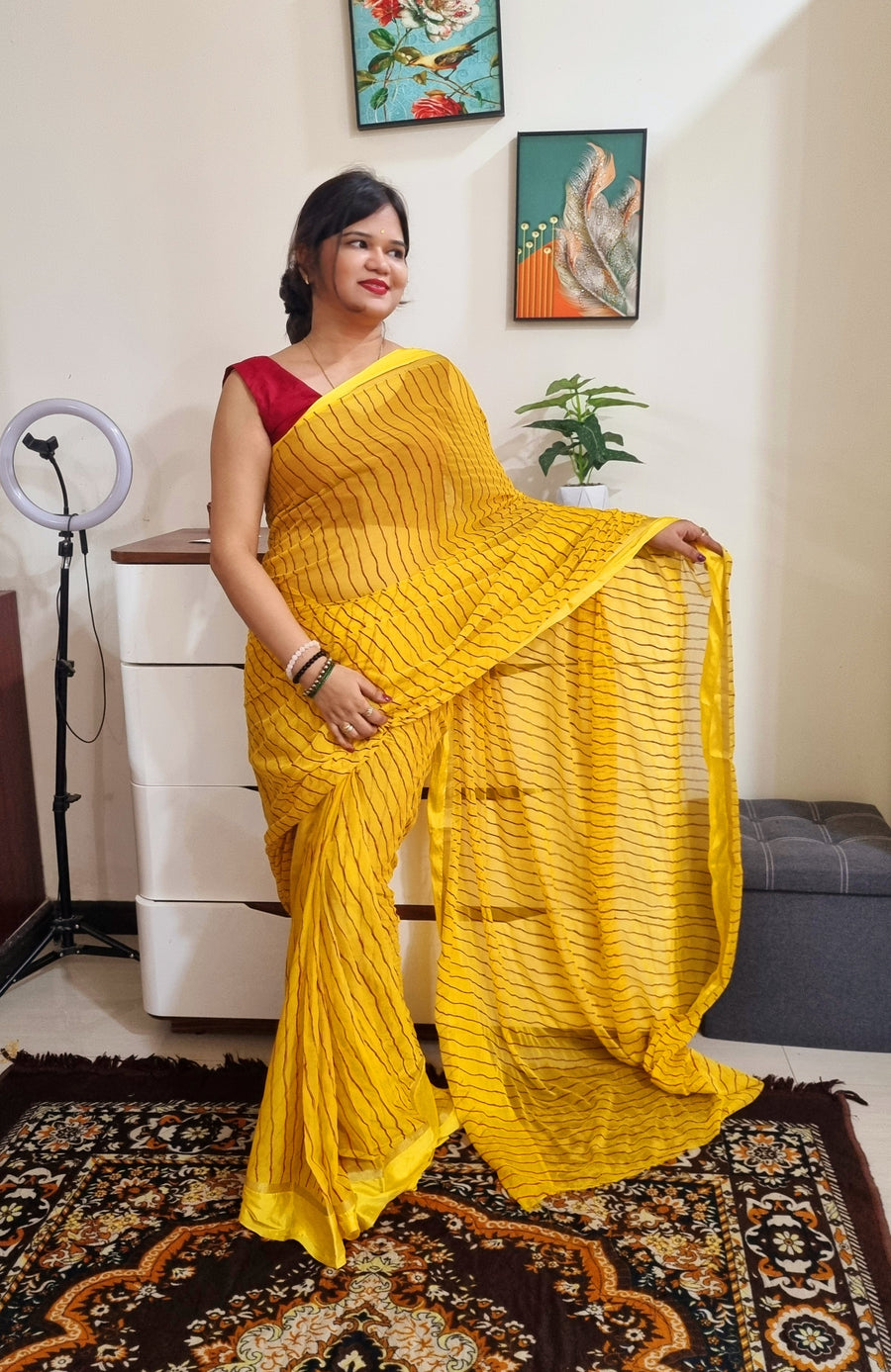 Semi chiffon lehariya saree