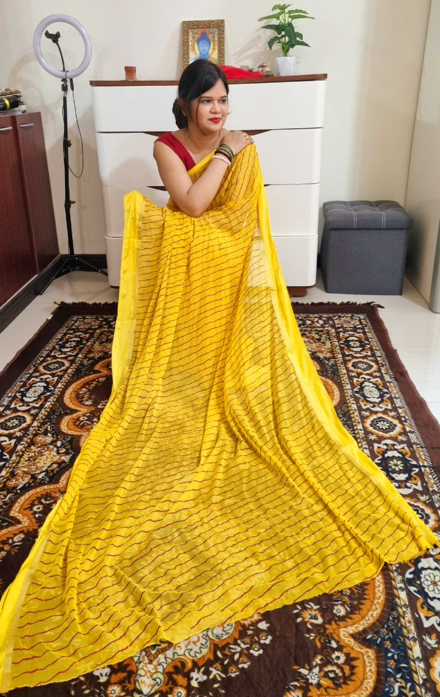 Semi chiffon lehariya saree