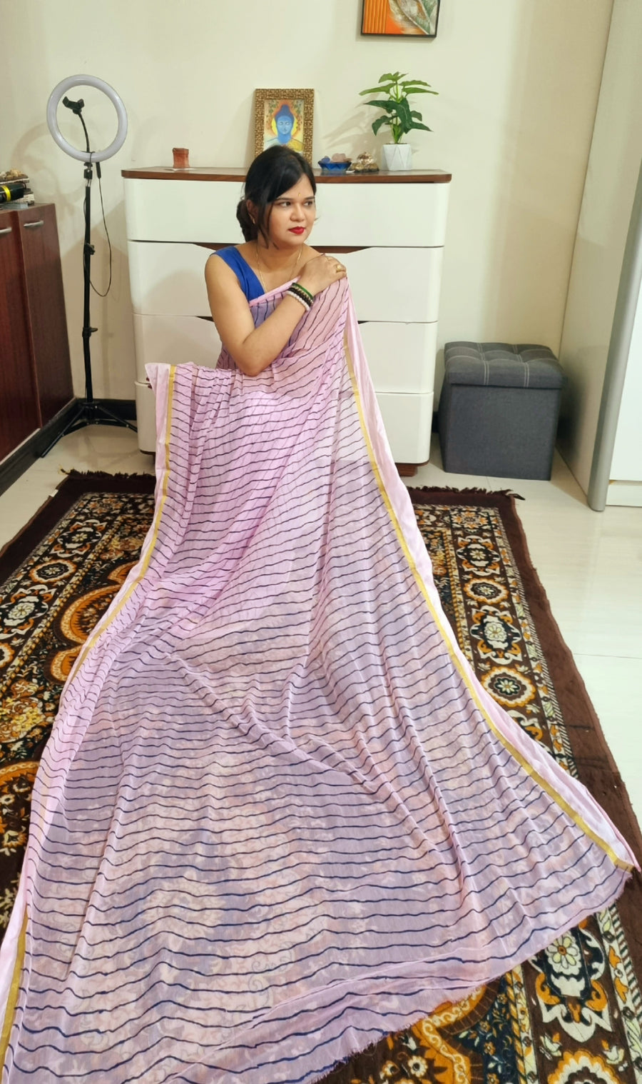 Semi chiffon lehariya saree