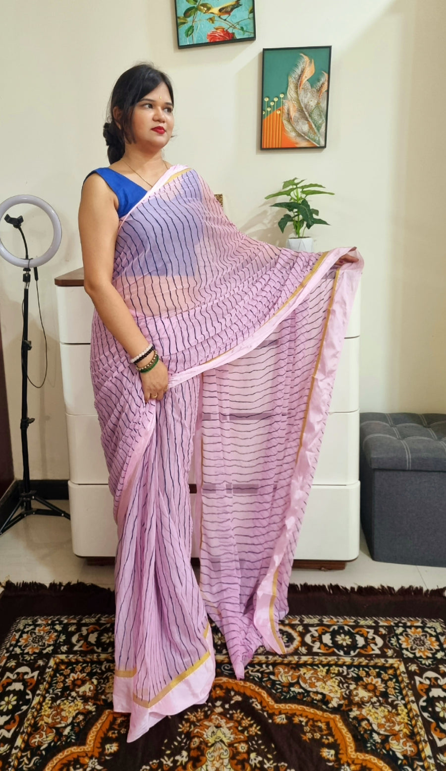 Semi chiffon lehariya saree