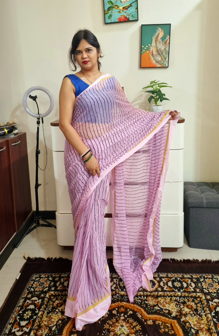 Semi chiffon lehariya saree