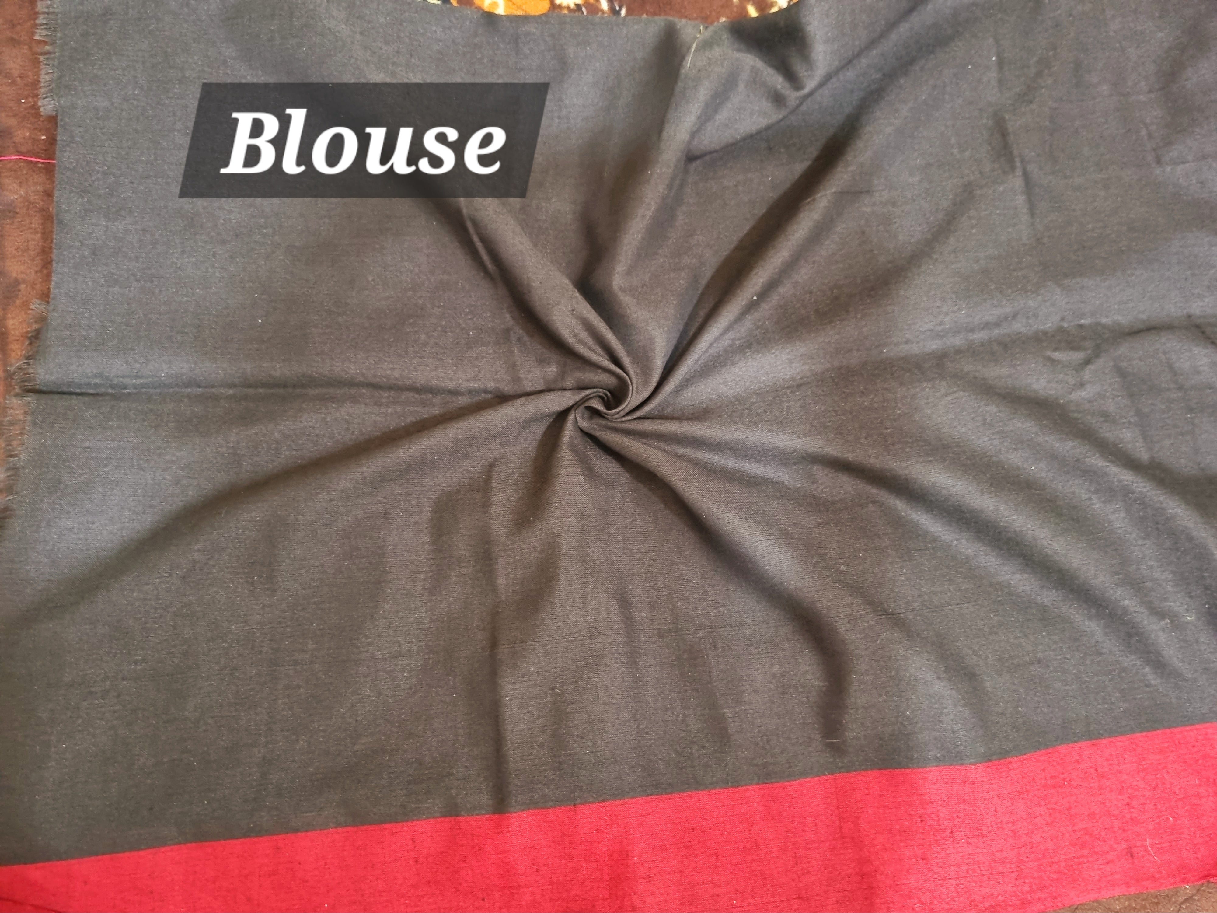 Black and red silver lining bengal handloom soft cotton saree