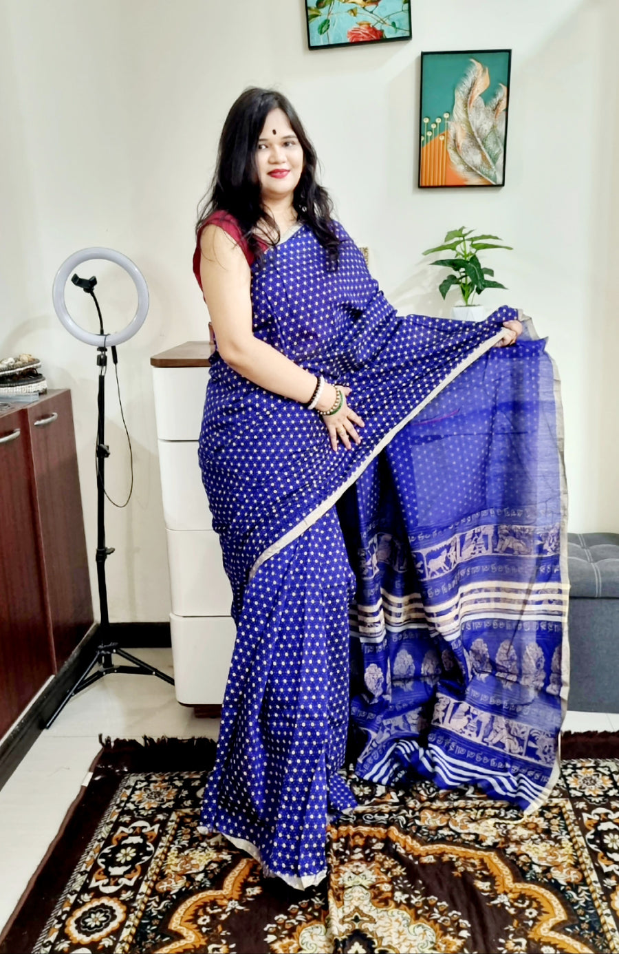 Bengal Handloom si-co Handpainted saree