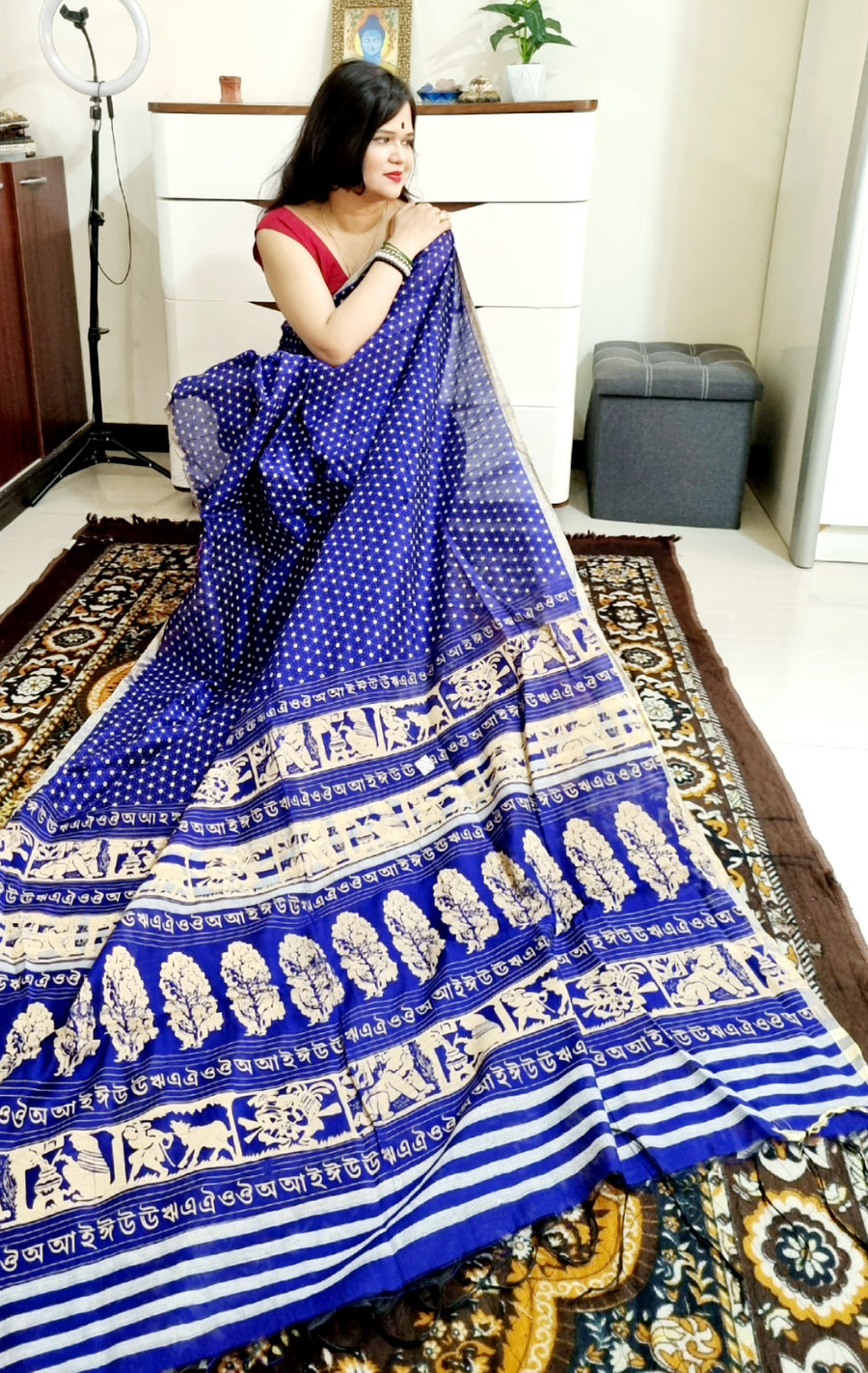 Bengal Handloom si-co Handpainted saree