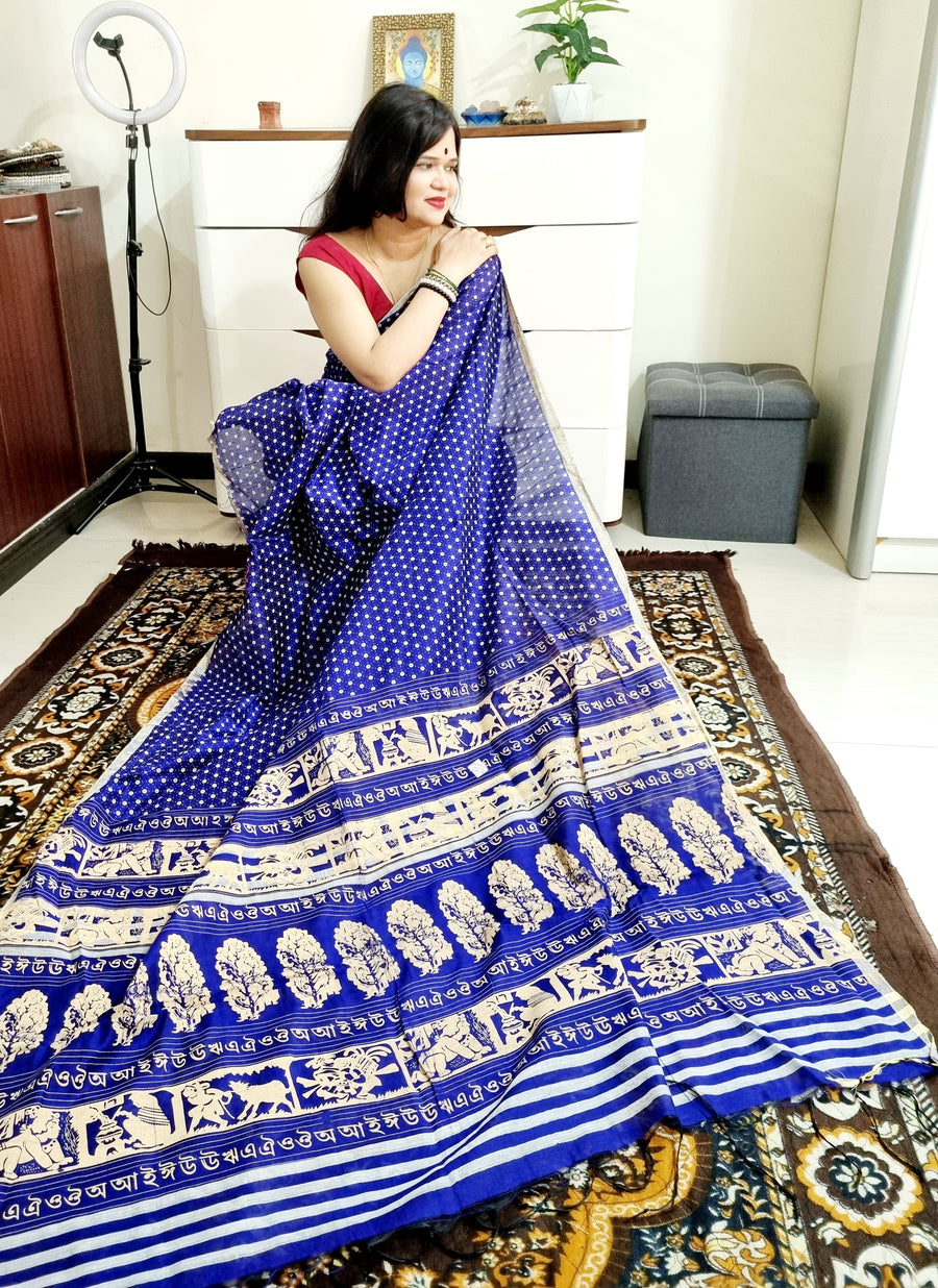 Bengal Handloom si-co Handpainted saree