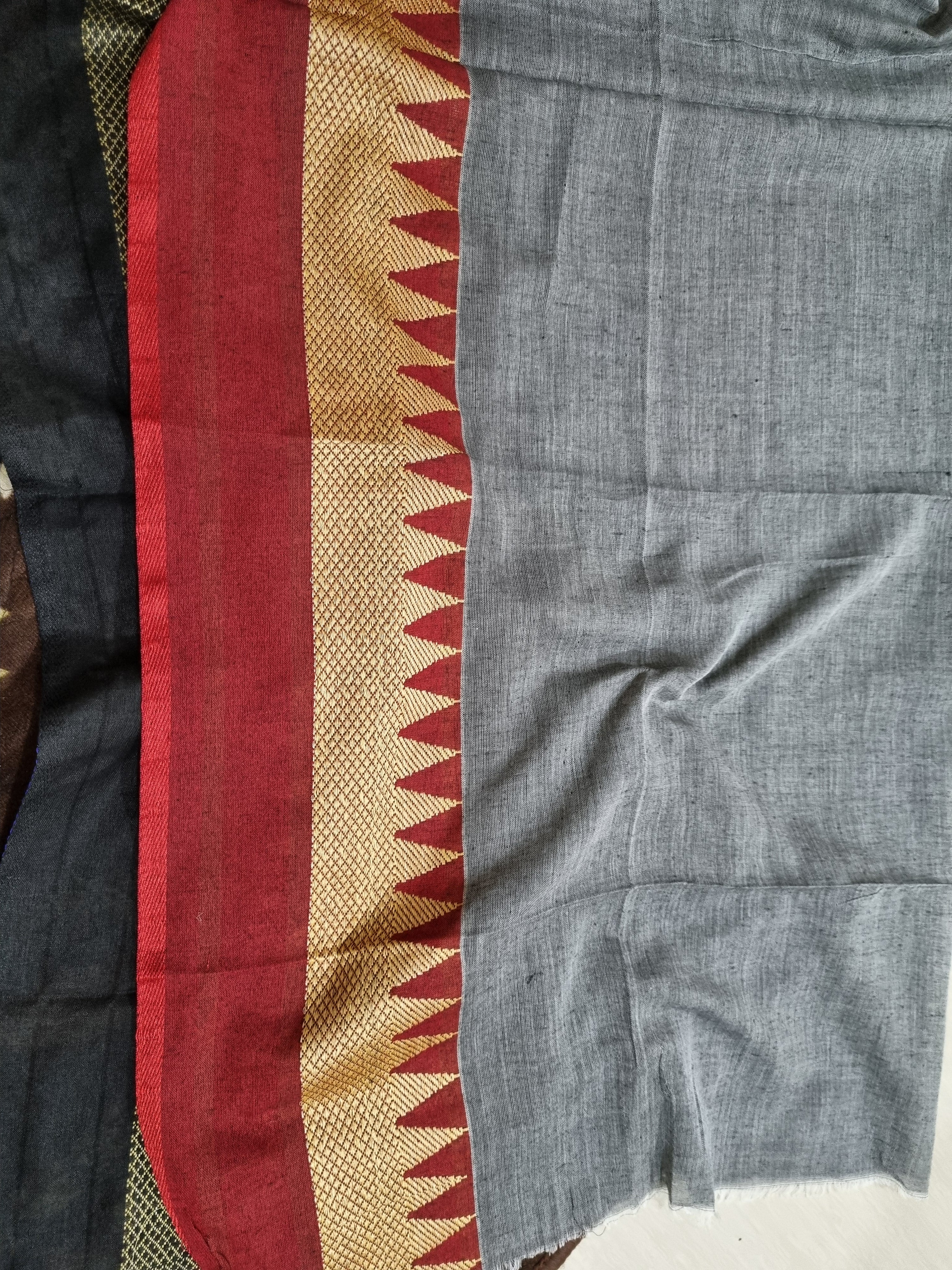 Bengal Handloom soft cotton Ganga Jamuna Temple Border Saree
