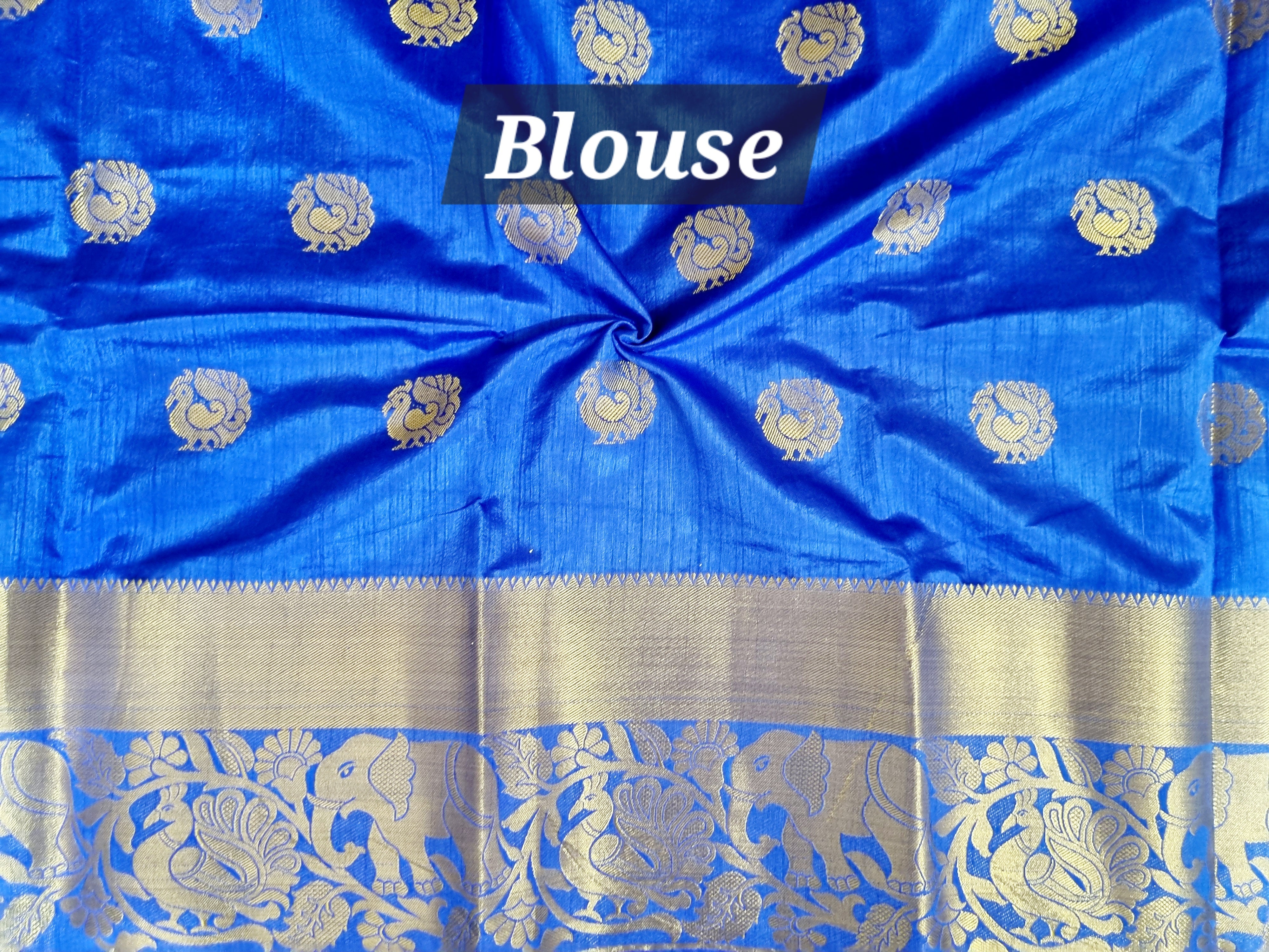 South Raw silk golden zari peacock weaving saree