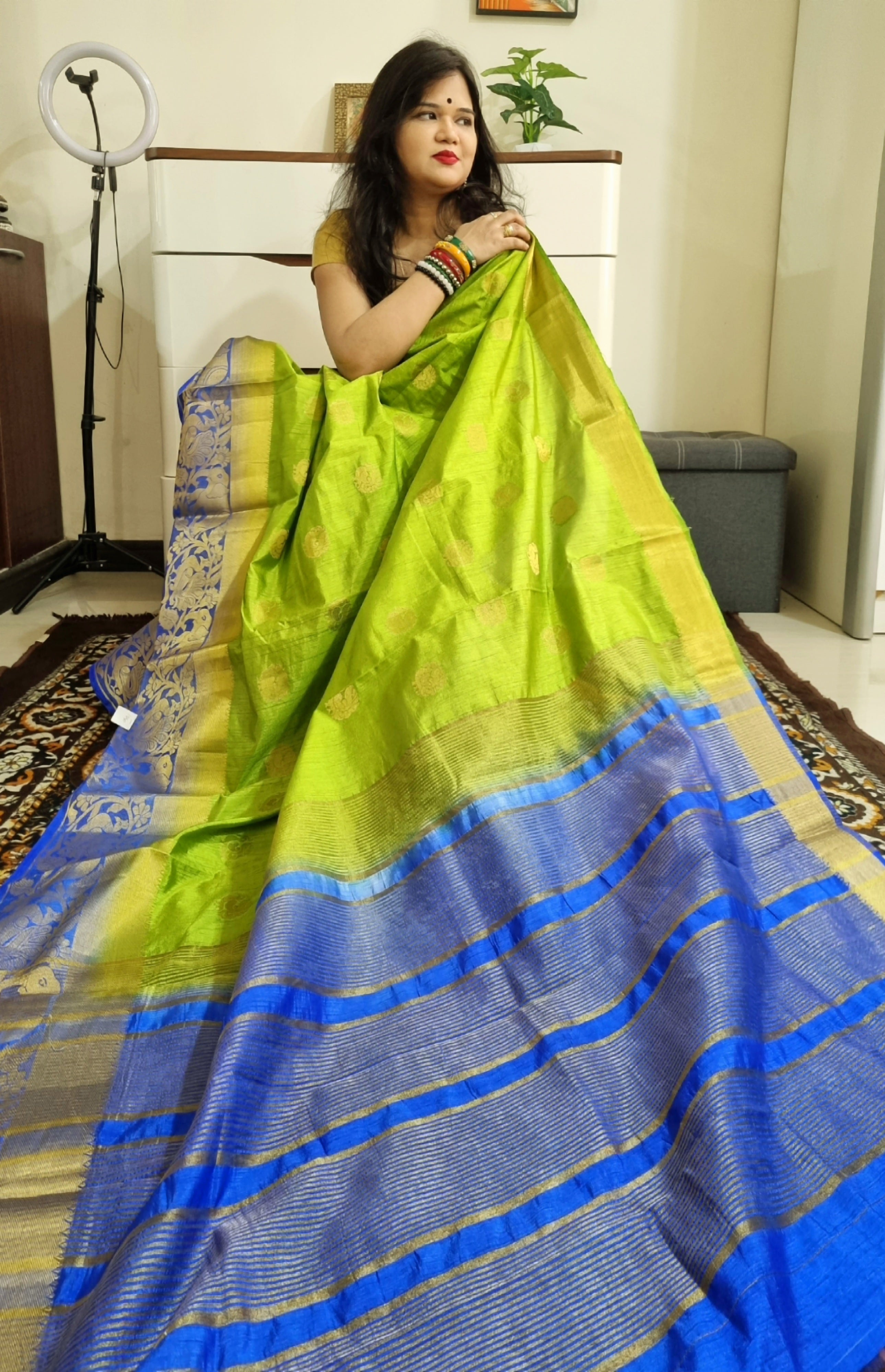 South Raw silk golden zari peacock weaving saree
