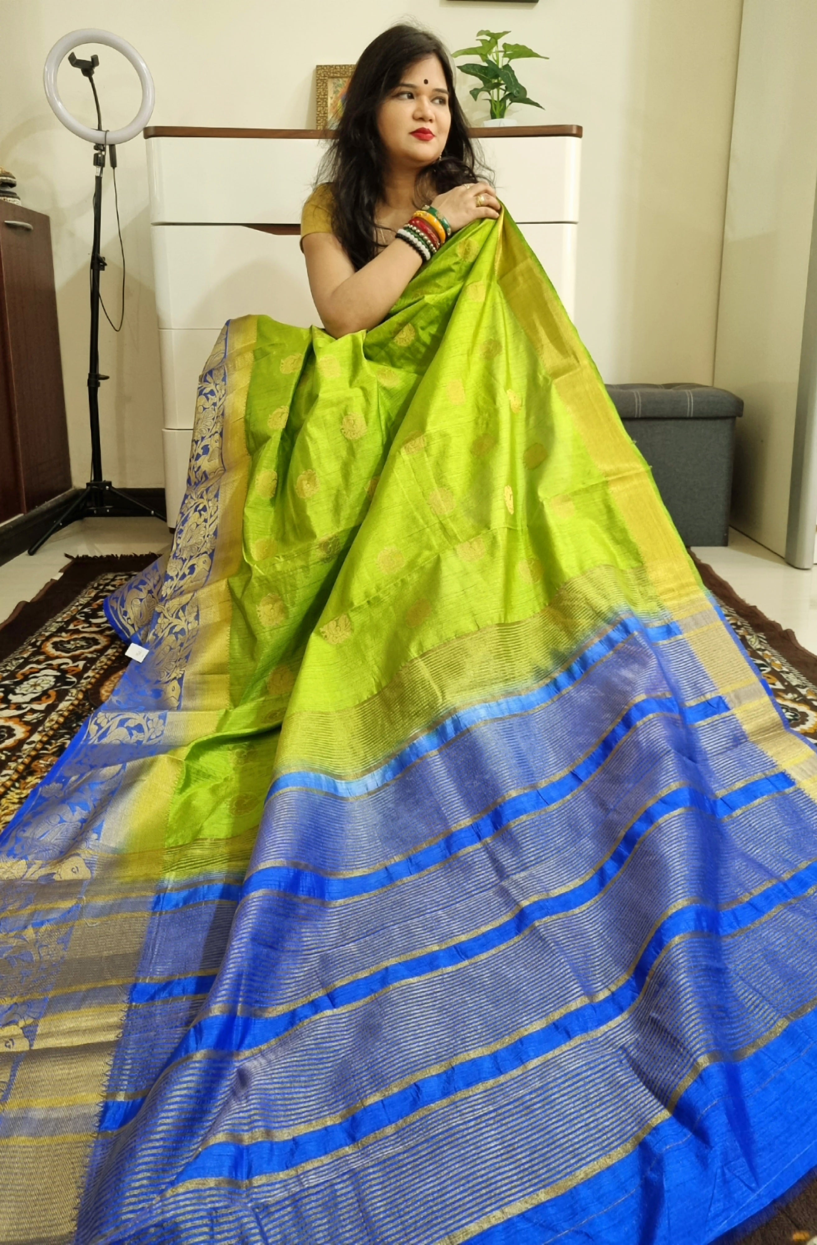 South Raw silk golden zari peacock weaving saree