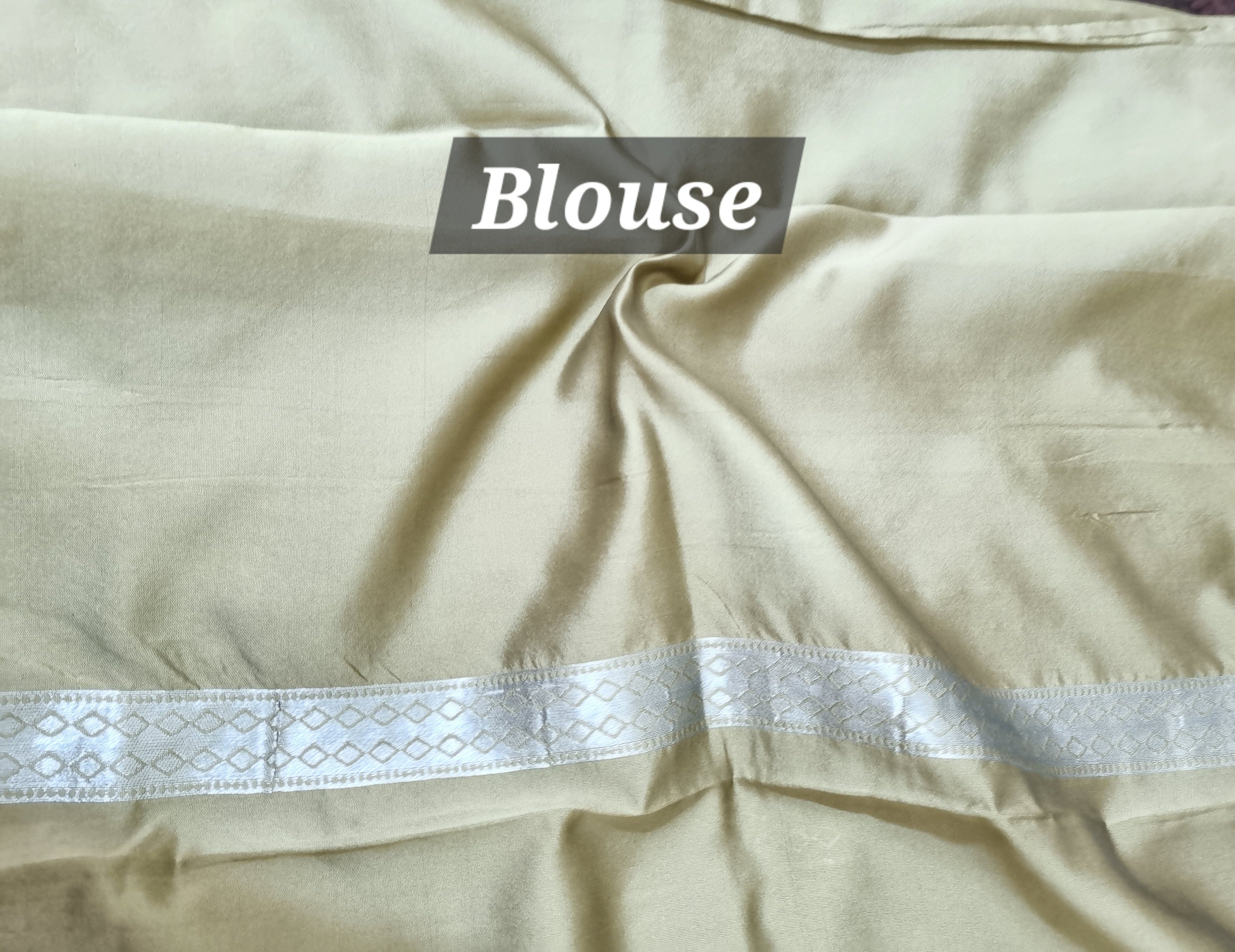 Silver zari peacock weaving beige silk saree