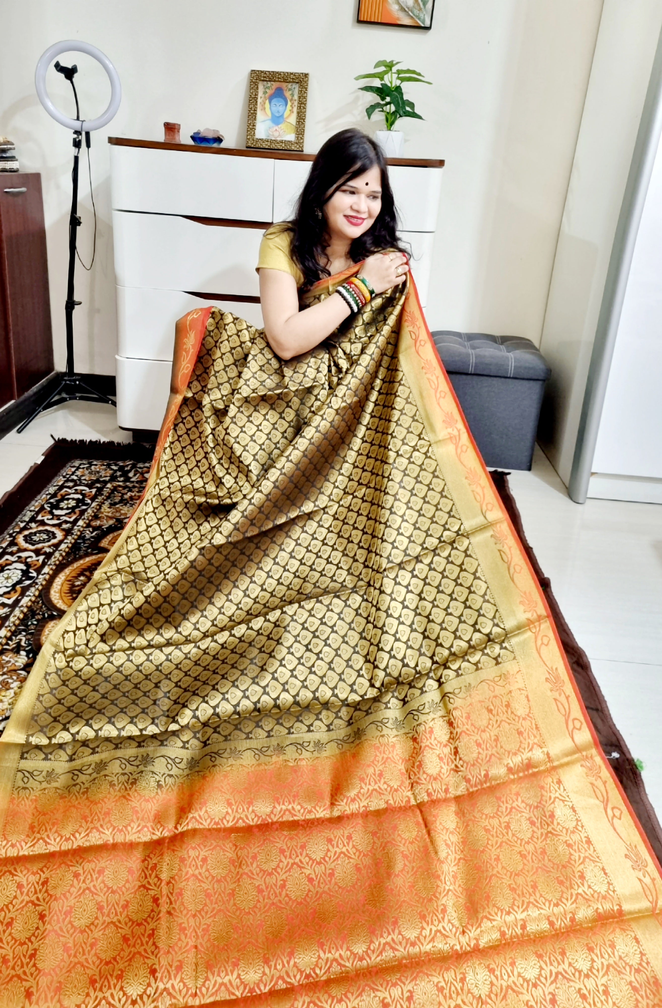 Black south silk saree