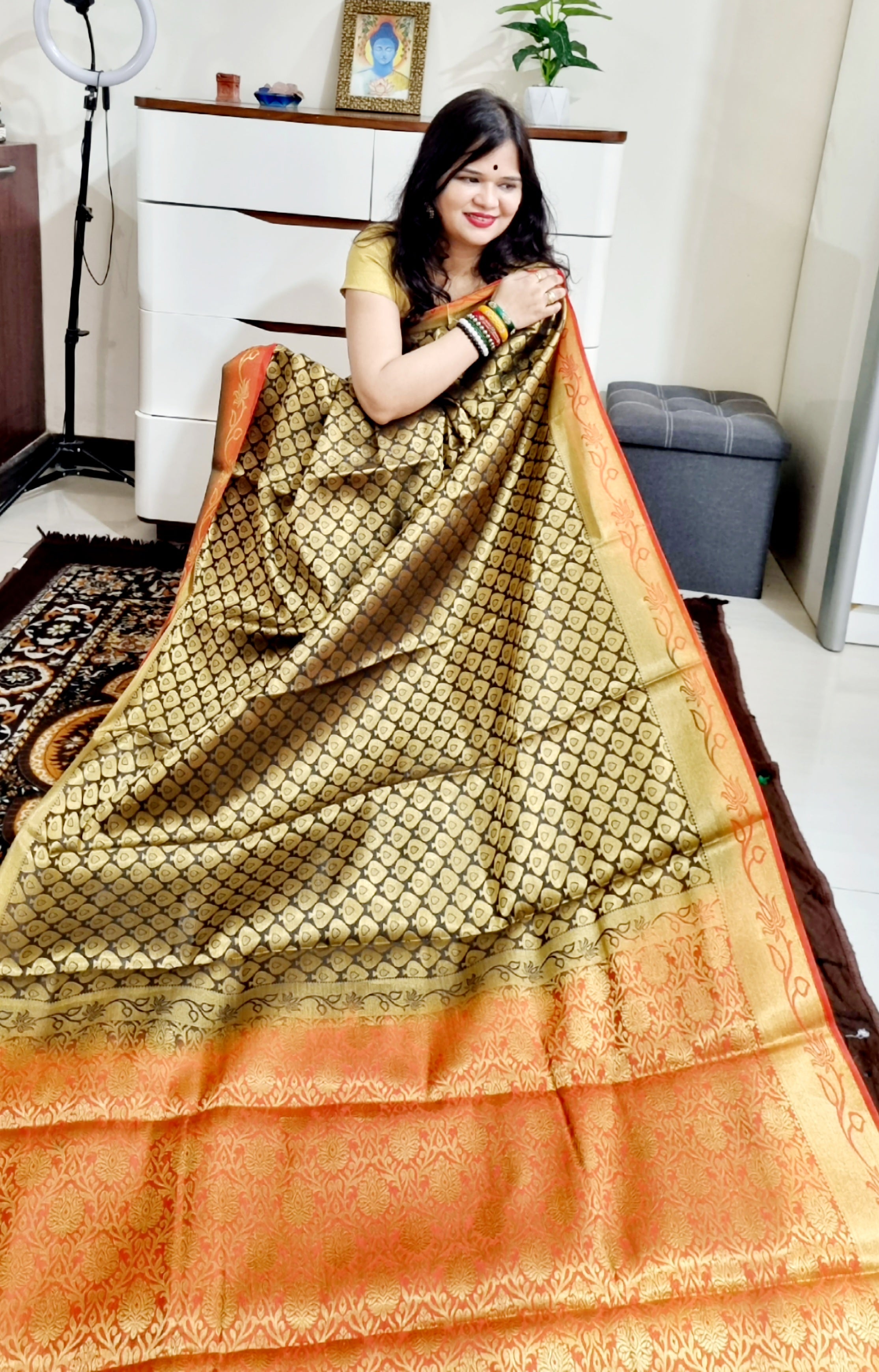 Black south silk saree