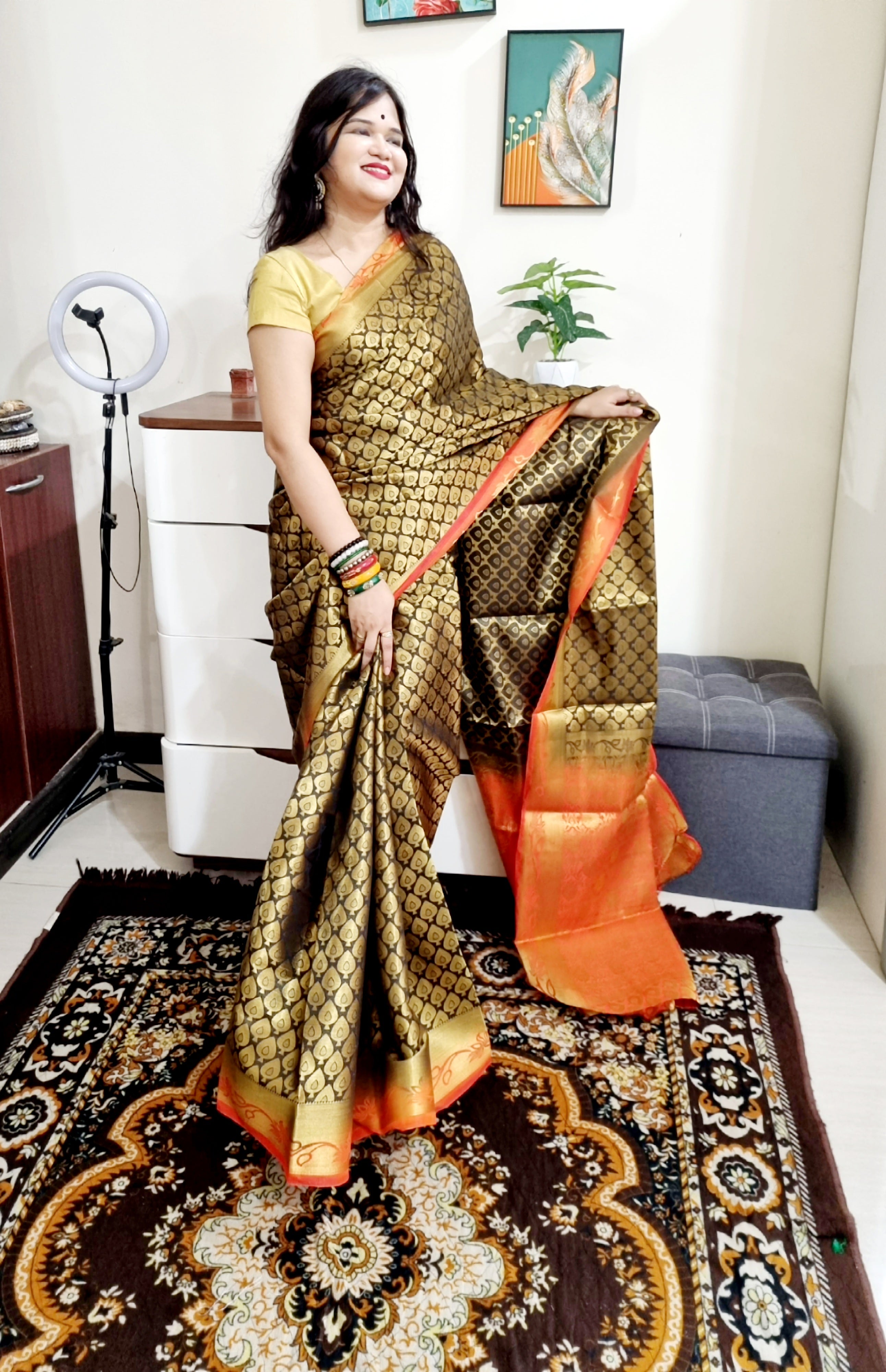 Black south silk saree