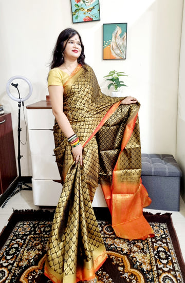 Black south silk saree