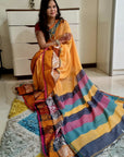 Rainbow border Soft cotton saree