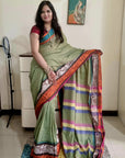 Rainbow border Soft cotton saree