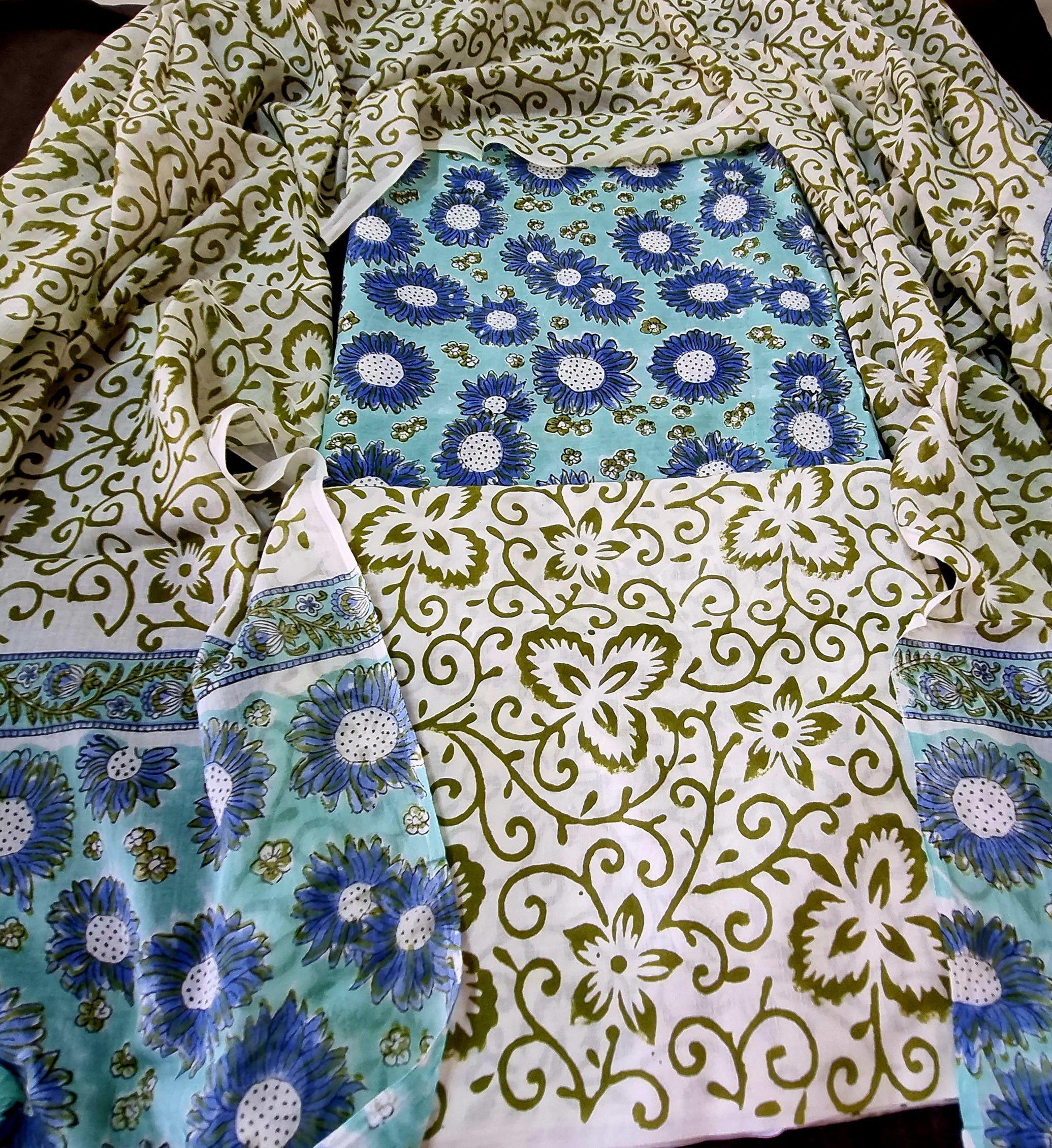 कॉटन हैंडब्लॉक ड्रेस सामग्री