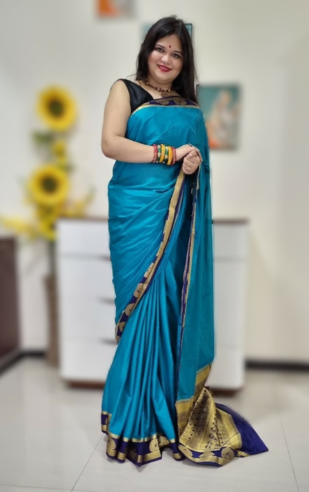 Mysore silk saree - Firozi Blue