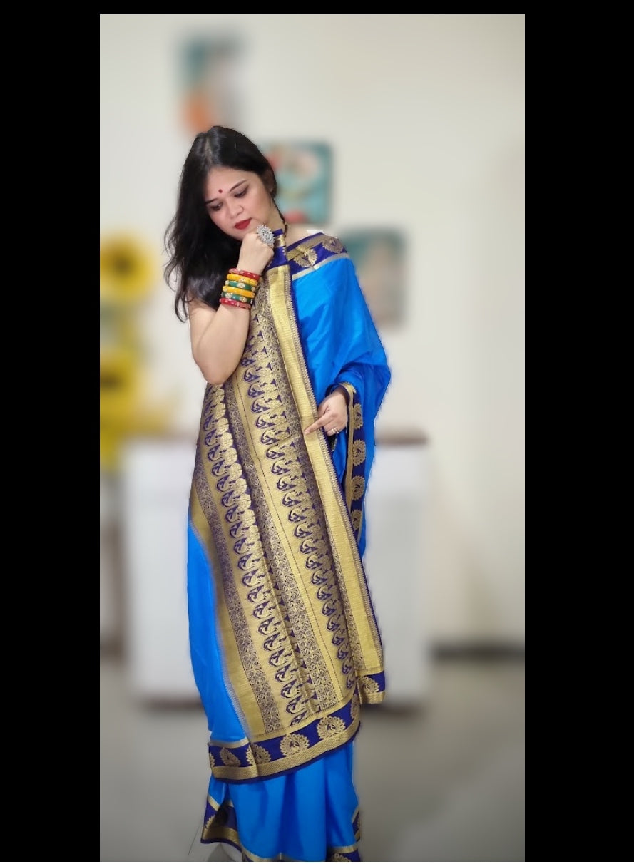 Mysore silk saree - Firozi Blue